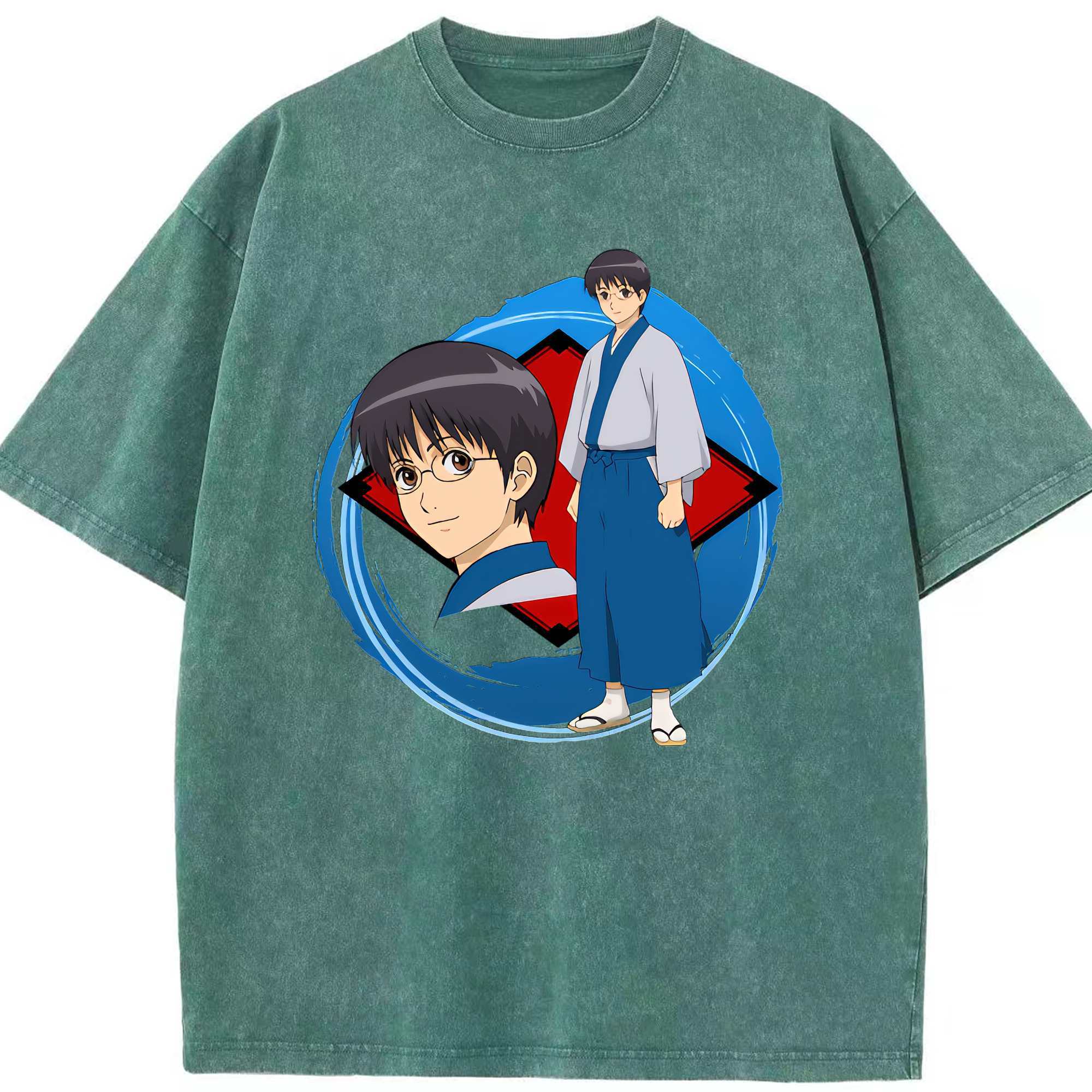 （画像用） ぎんたま 坂田銀時（さかたぎんとき） 神楽 志村新八（しむら しんぱち） GINTAMA Sakata Gintoki Kagura Shimura Shinpachi 綿100% ヴィンテージ風 半袖Tシャツ（フロントプリント）